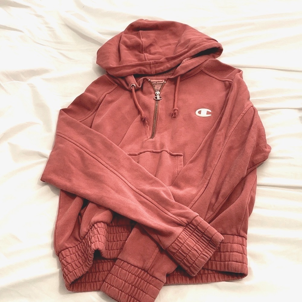dusty red champion hoodie